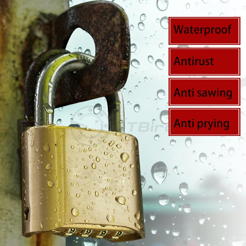 304 stainless steel lock beam brass lock case waterproof and rust-proof 4-bit bottom code lock padlock