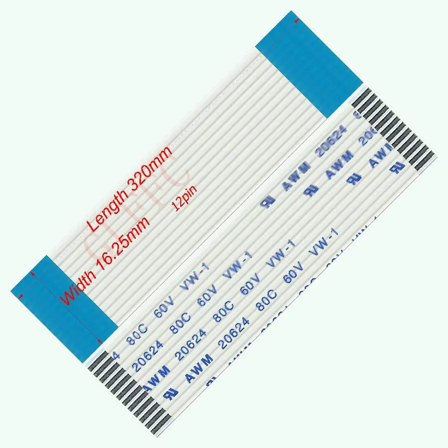 12pin 1,25 шаг 130 мм-1350 мм a-тип Гибкий плоский кабель FFC awm 20624 ROHS для ttl lcd DVD Компьютера - Цвет: 320