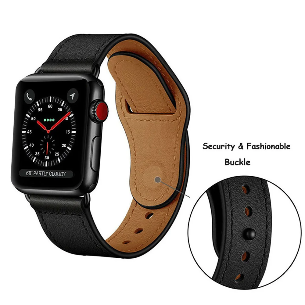 Ремешок для наручных часов Apple Watch 38 мм, 42 мм, из натуральной кожи петлевой ремешок для наручных часов Iwatch, версия 4/3/2/1 44 мм 40 мм браслет