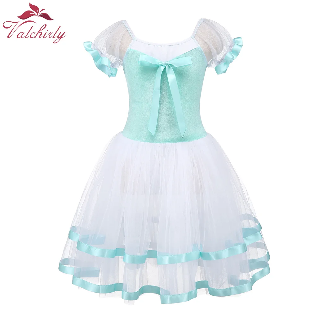 Ballet Leotard Yellow Ballet Dance Tutu Leotard Girls Dancewear Costume Ribbon Long Tulle Skirt Ballerina Fairy Party