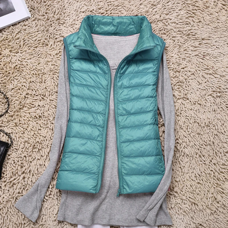 Ultra Thin Down Jacket Light Warm Waistcoat Female Sleeveless Cropped Puffer Jacket Vest Lining Woman Winter Coat Spring 2022 - 2