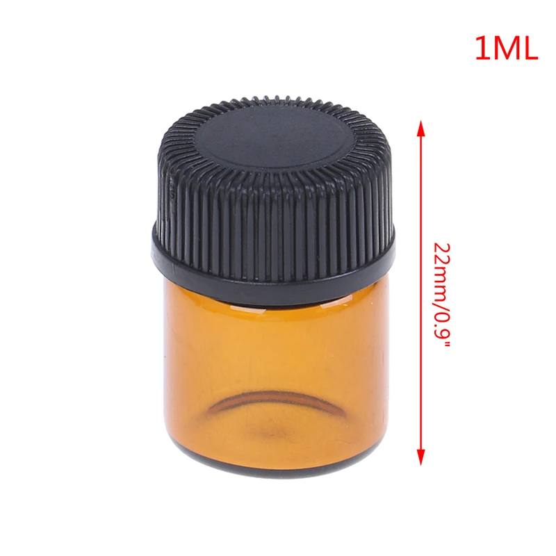 1ml 1/2/3/5ml Amber Glass Essential Oil Bottle Mini Refillable Bottle Glass Bottle Sample Bottle Brown Glass Vials With Cap - Цвет: 1ml