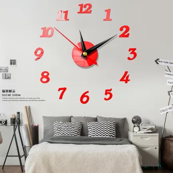 

DIY 3D Wall Clock Modern Design Acrylic Mirror Clock Home Decor Wall Stickesr Mural Decals Modern Design Living Room Decoration