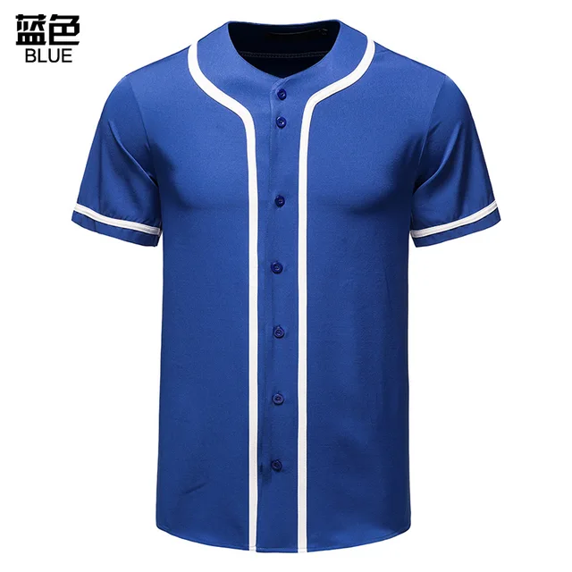 Mens Black Button Down Baseball Jersey 