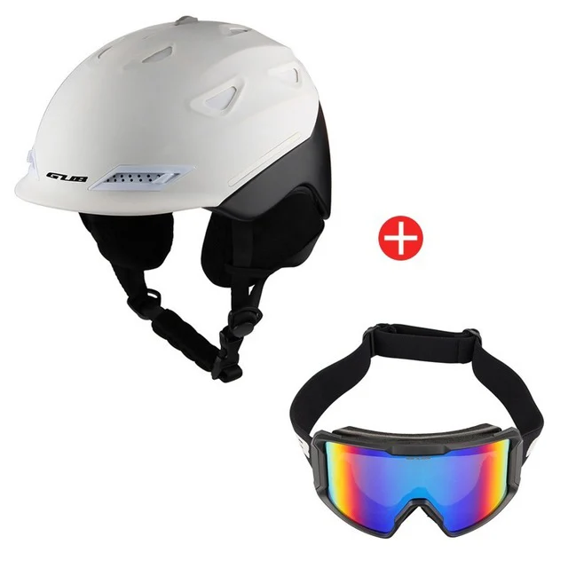 white with goggle Лыжный шлем MTB велосипед спортивный для езды на открытом воздухе шлем для сноубордистов скейтбордистов лыжные очки для катания на коньках Велосипедное оборудование зима - Цвет: white with goggle