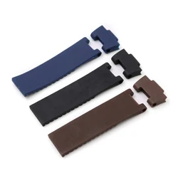 Rolamy 22*10mm / 25*12mm Black Brown Blue Waterproof Silicone Rubber Replacement Wrist Watch Band Strap Belt For Ulysse Nardin
