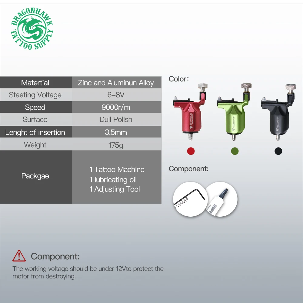 Agulhas de Alimentação Kit de Tatuagem Profissional Dragonhawk Extrema Tatuagem Máquina Rotativa Lcd Conjunto Suprimentos 3 Kits de tatuagem