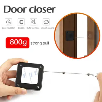 

800g Pull Automatic Door Closer,Automatic Sensor Door Closer,Automatically Close For All Doors,Punch-Free,Steel Rope Length 1.2m