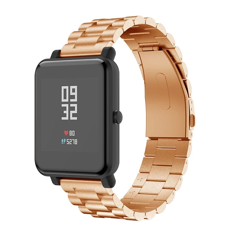 20 мм браслет для Amazfit ремешок Bip металлический браслет из нержавеющей стали для Amazfit gtr 47 мм 42 мм gts Stratos Pace ремешок на запястье браслет