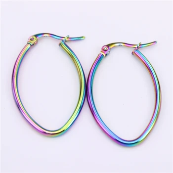 

Oval Color coil earrings 4 sizes to choose Women's fashion wear Casual match Lady student style LH866
