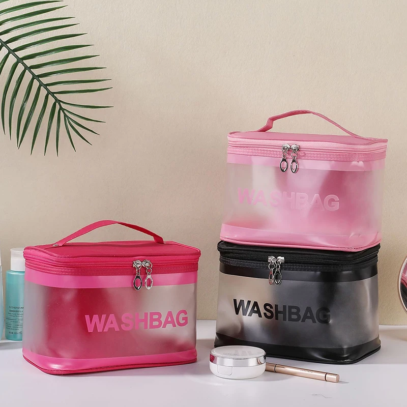 

1Pc Transparent PVC Cosmetic Bag Travel Portable Large Capacity Waterproof Organizer Toiletry Bags Women Makeup Pouch Handbag