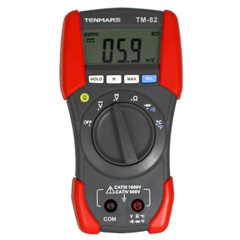 

TENMARS TM-82 Digital Multimeter CAT IV 600V LCD Backlit Display with Maximum Reading of 1999 Digital Multimeter ACV, DCV.