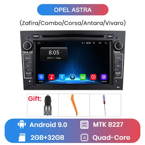 Android 2-32GB black Junsun Android9.0 gps RDS 4+ 64GB дополнительно для opel Astra Vectra Corsa Antara Vivaro Zafira Meriva 2 din автомагнитола автомобильный dvd-плеер - Цвет: Android 2-32GB black