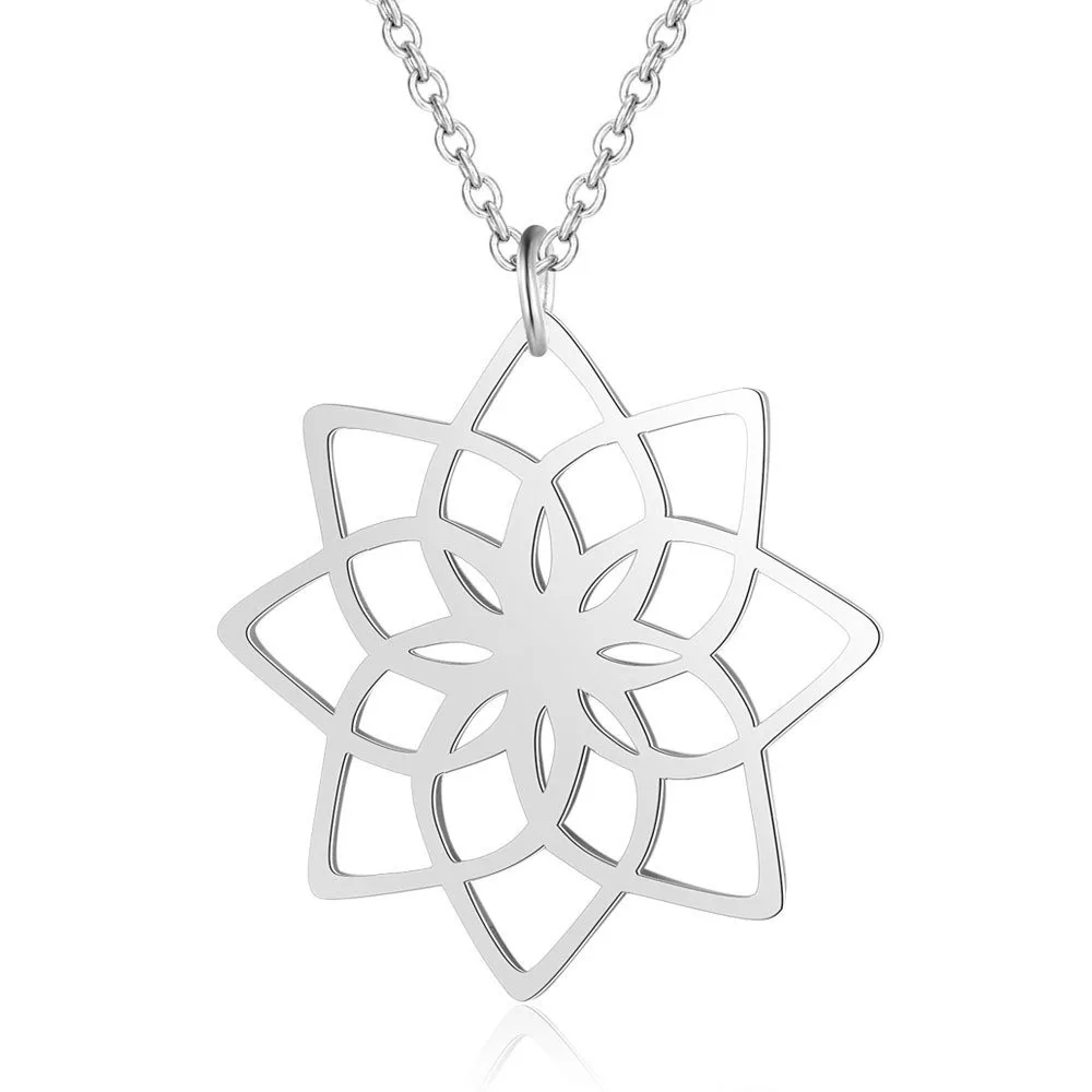 Плавающие Подвески из нержавеющей стали ожерелье в виде лотоса Женская Лазерная