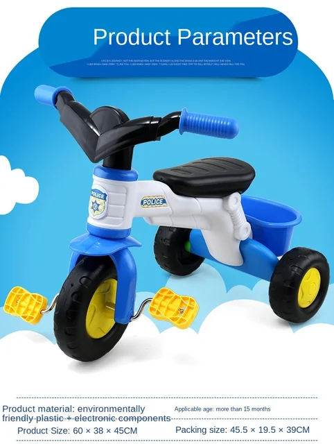 Children's Music Tricycle Trot Pram Outdoor Activities Bicycle Toys Doki Toy 2021 Children's Bicycle Tricycle Bicycle 3