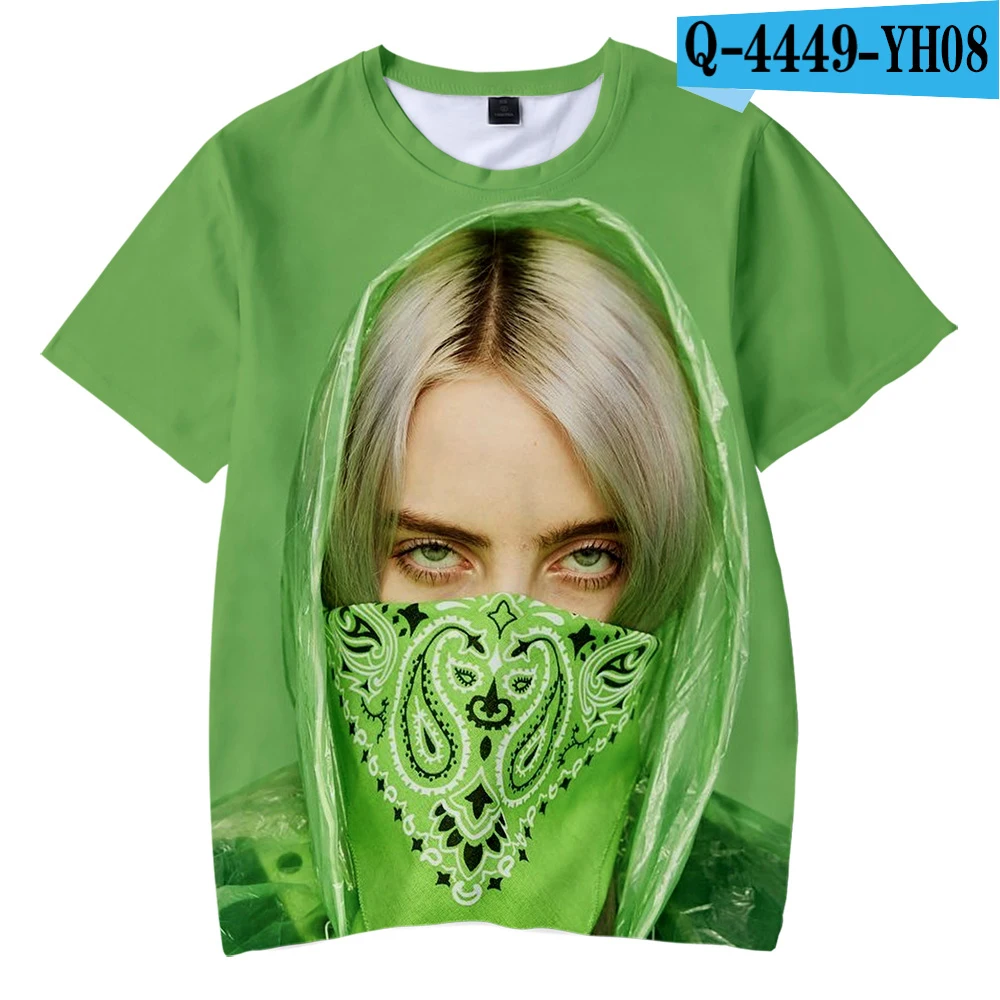 kids shirt 7 Футболка с 3D принтом Billie Eilish Camiseta для маленьких мальчиков и девочек летние футболки с короткими рукавами футболки унисекс, Детская футболка унисекс - Цвет: kids shirt 7