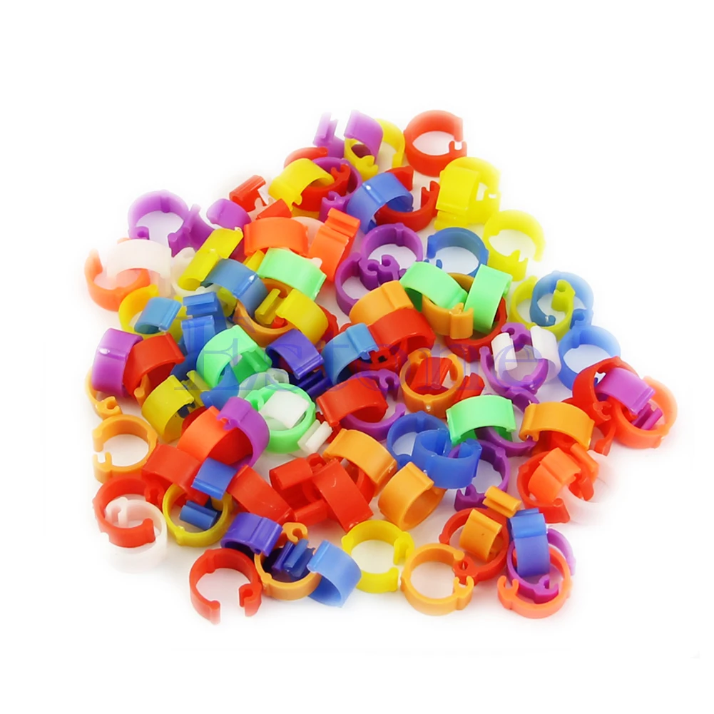 Lote de 100 anillos de pata de pichón para Gallina, ave, Paloma, pájaro, pato, pollitos, Clip de loro, D08F