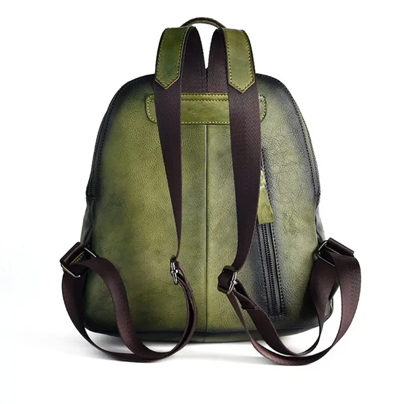 preto 100% couro genuíno das mulheres mochila