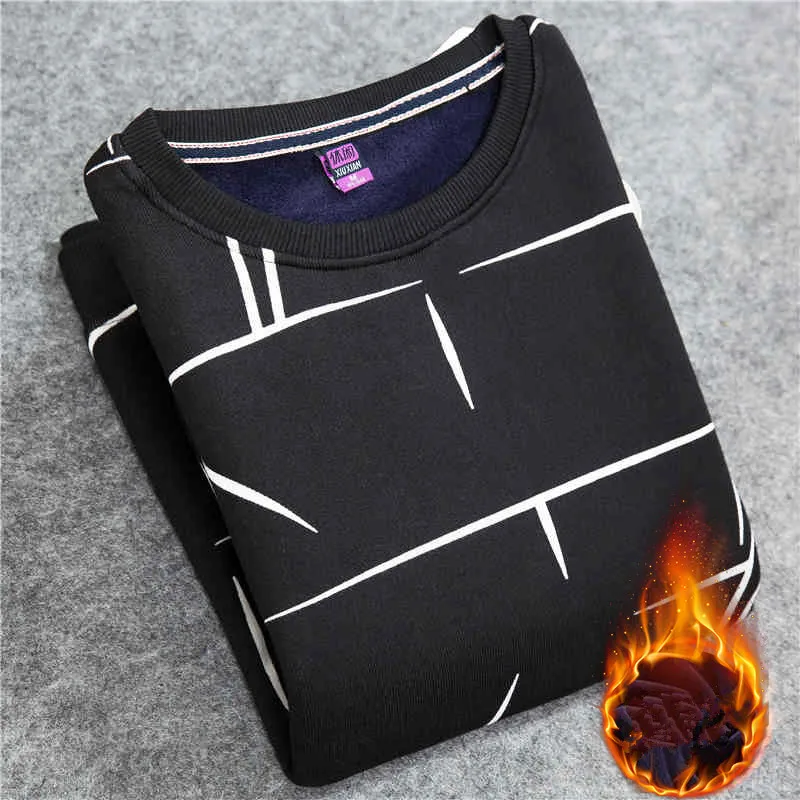 2019 new autumn and winter men s long sleeved plus velvet thick pullover men s casual 5