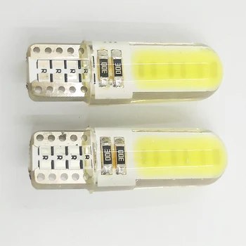 

100pcs wholesale T10 COB 12 Chips 80MA silicone 194 W5W Silicone case Car Auto Parking light Car styling Pink Ice blue 12V