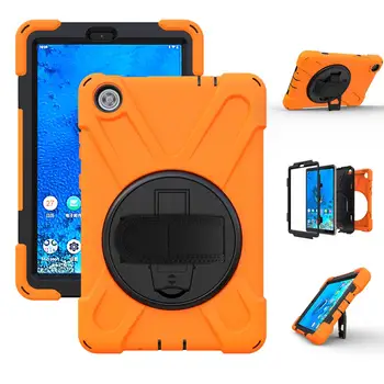

For Lenovo Tab M8 Case 360 Degree Rotatable with Kickstand,Hand Strap and Shoulder Strap Case, Heavy Duty Shockproof Cover