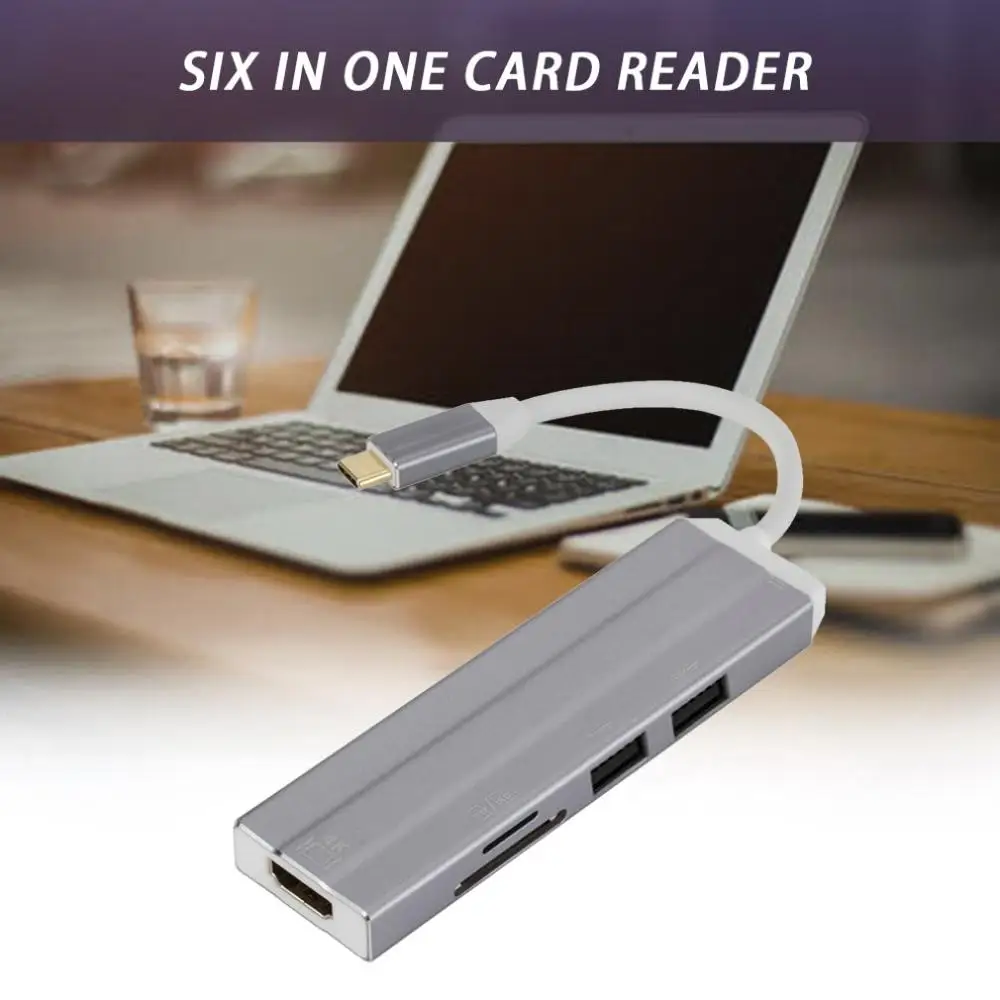6 в 1 USB-C концентратор 4 к HD видео аудио кабель адаптер Тип C к HDMI usb 3,0/usb 2,0 с SD/TF кард-ридер Тип C usb-хаб