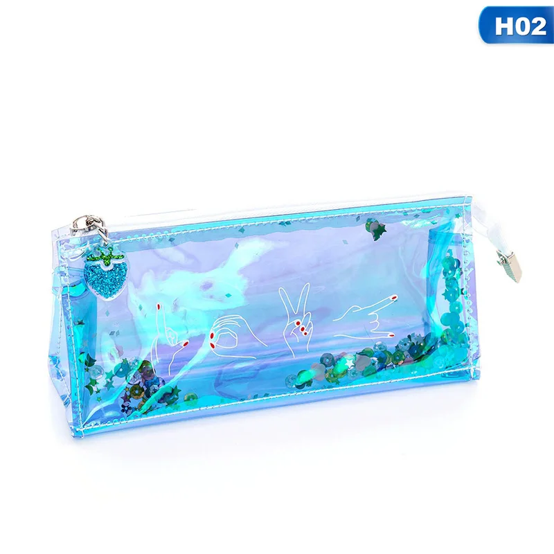 1Pcs Kawaii Pencil Case Cartoon laser Gift Estuches School Pencil Box Pencilcase School Supplies Stationery - Color: H02