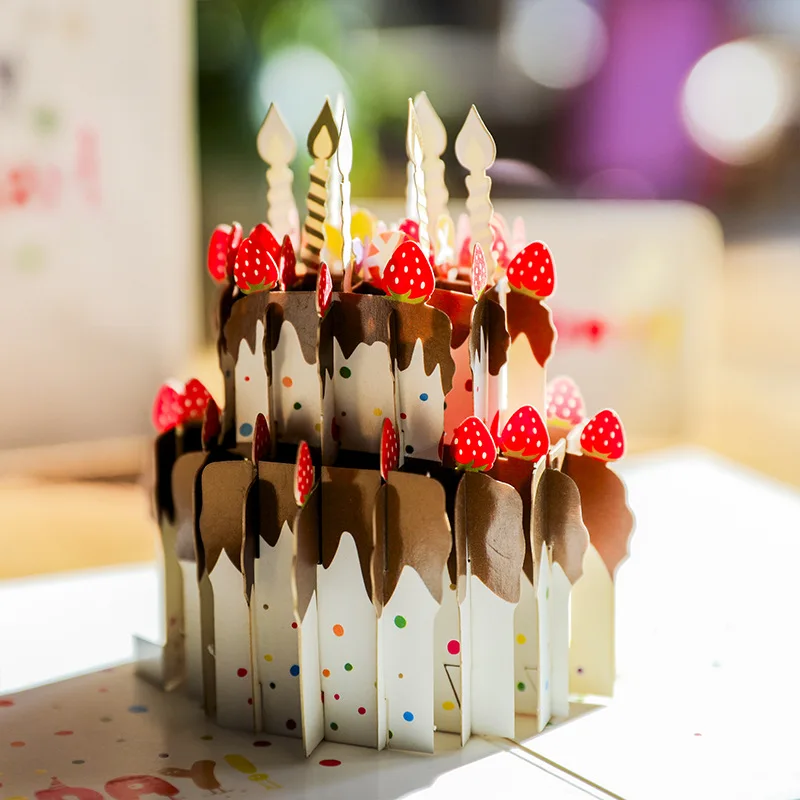  3D Pop Up Dream Cake Greeting Card Christmas Birthday New Year Invitation - 4000581444413