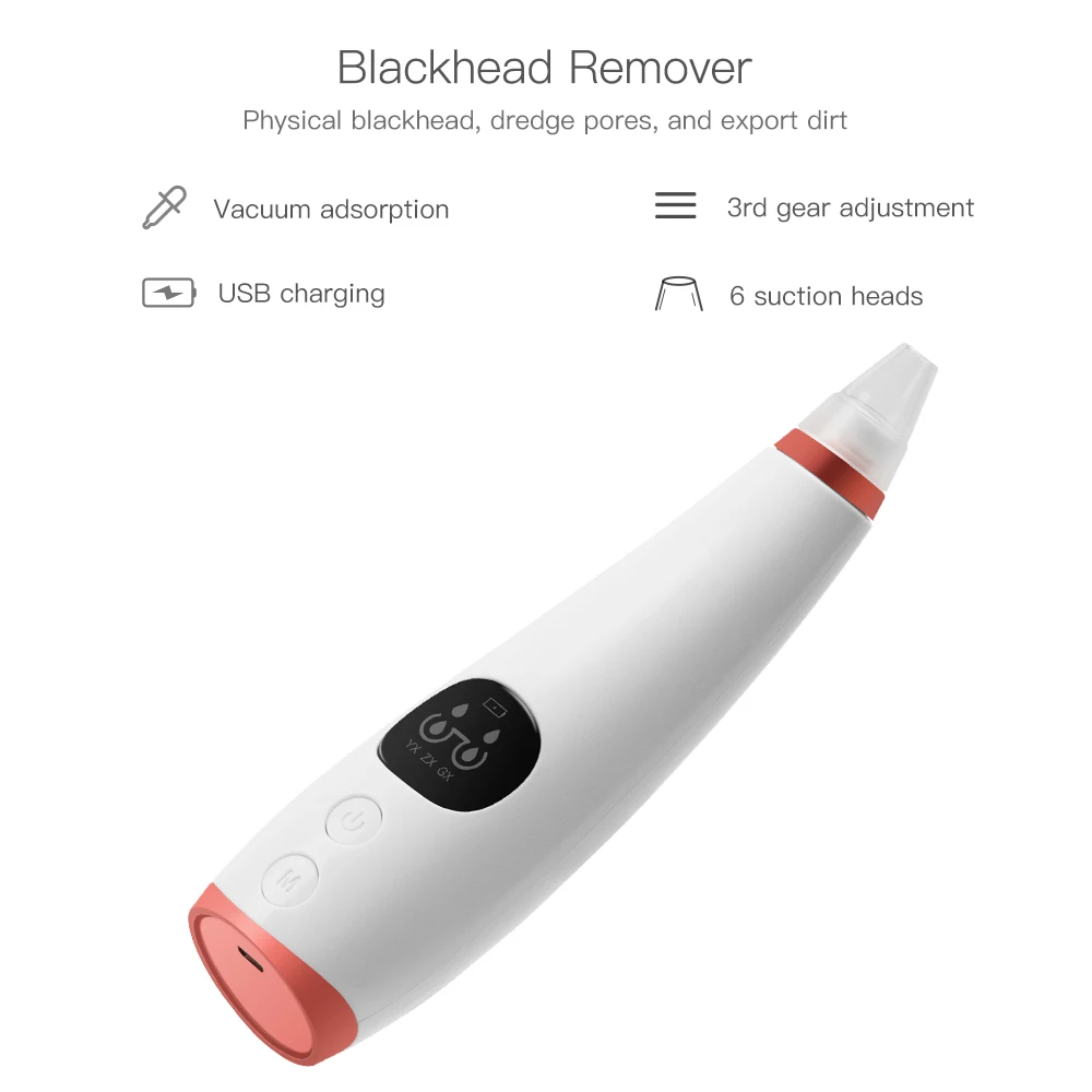 Face Pore Cleaner Blackhead Vacuum Remover Tool Suction Facial Diamond Dermabrasion Machine Acne Patch Remover Skin Care