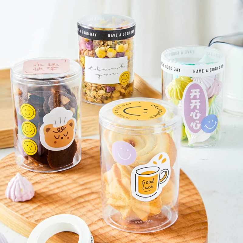 

10pcs Net red round hard plastic dessert cup cute cookies biscuitts jar baking food packaging cake mousse pastry cups with lids