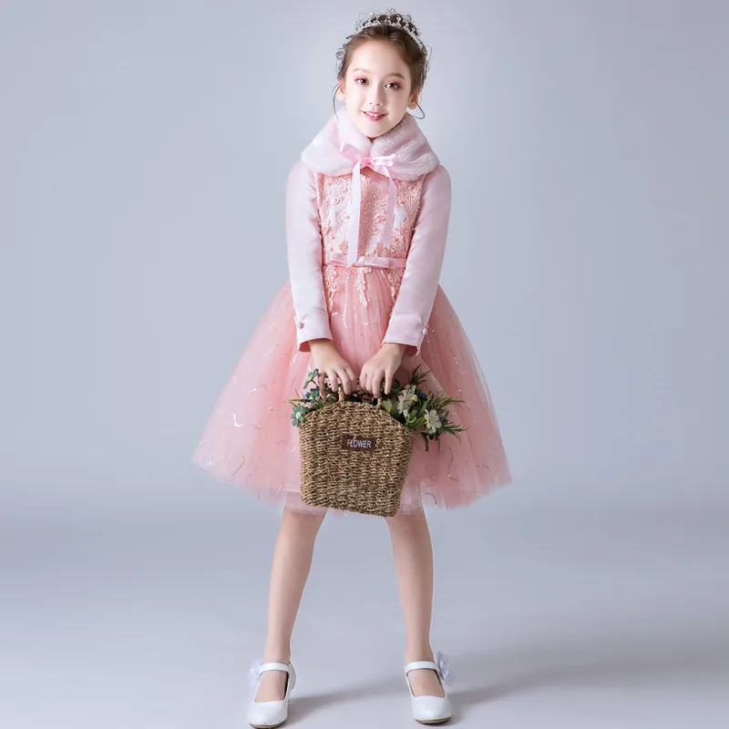girls pink christmas dress