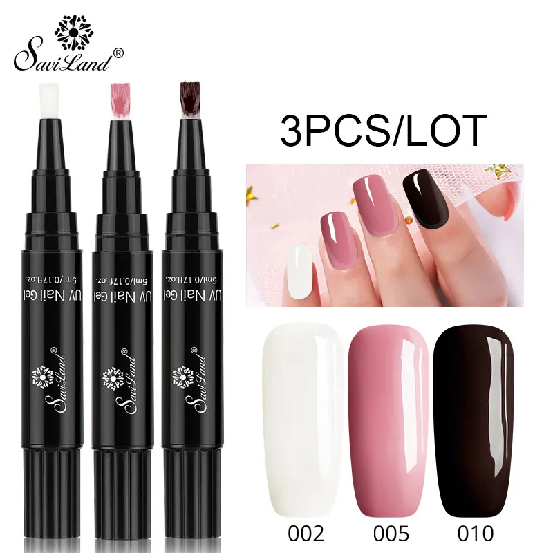Saviland 3 шт./лот набор гель-лаков UV Vernis полуперманентный праймер верхнее покрытие 5 мл полигель лак для ногтей маникюрный гель - Цвет: 002 n 005 n 010
