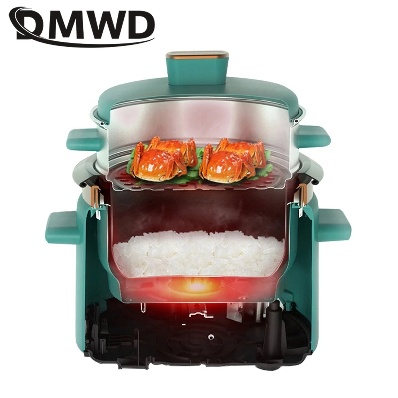 DMWD Household Automatic Rice Cooker Electric Cooking Machine 1.5L Food Steamer Non-stick Liner Portable Cake Maker Soup Pot
