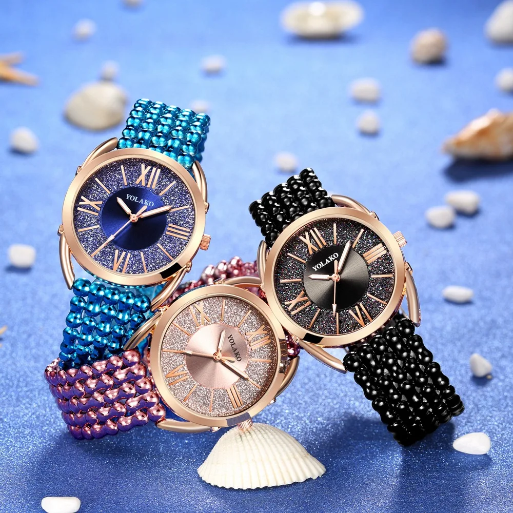 European and American popular Roman scale double-faced bracelet watch fashion starry big dial female watch gift watch