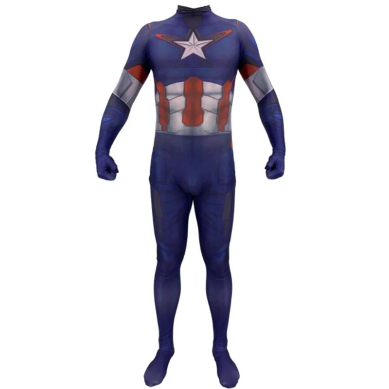 Only Zentai Капитан Америка Стива Роджерс костюм зентай для косплея боди супергероя костюм комбинезоны ремень аксессуары - Цвет: Only Zentai