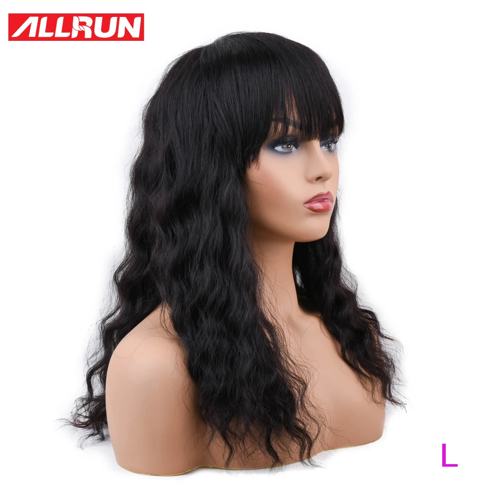 

Human Hair Wigs With Bangs Malaysia Romance Ocean Wave Brazilian Human Hair Wigs Non-Remy Hair Short Machine Wig Low Ratio Alrun