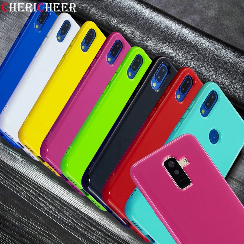 Shiny Colors Silicone Gel Case For Samsung Galaxy A6 Plus Glitter J8 2018 Soft Cover |