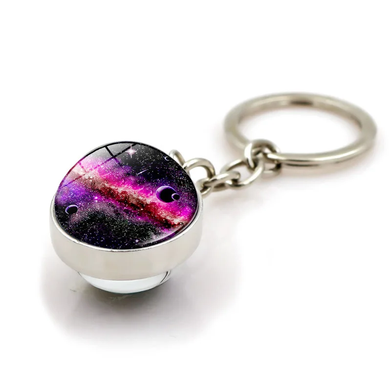 XSWX2229-12 Брелок Луна Солнечная система кольцо для ключей с планетой галактика Туманность космическая Вселенная земля солнце Марс Юпитер Сатурн двусторонний стеклянный шар - Цвет: XSWX2229-12
