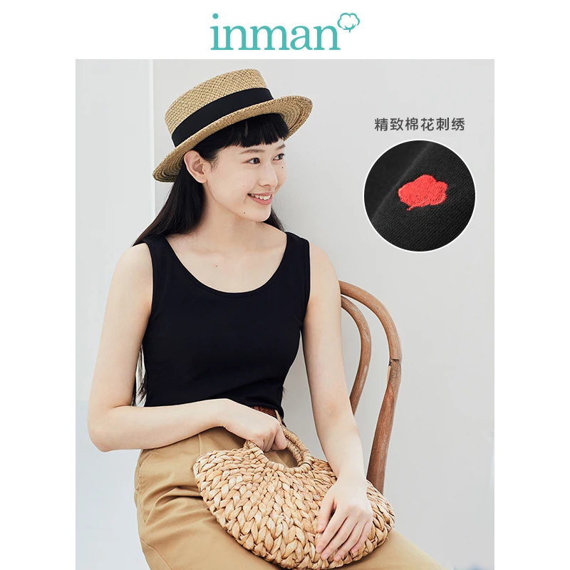 

INMAN 2020 Spring New Arrival Literary Pure Color Round Collar All-match Slimmed Base Shirt Wear Outside Sleeveless Vest