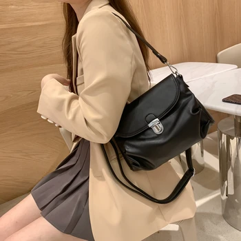

Fashion Shoulder Bag Soft Face Female Bag Lady Bag Leisure Shopping Bag Simple Handbag Pure Color Messenger Bag