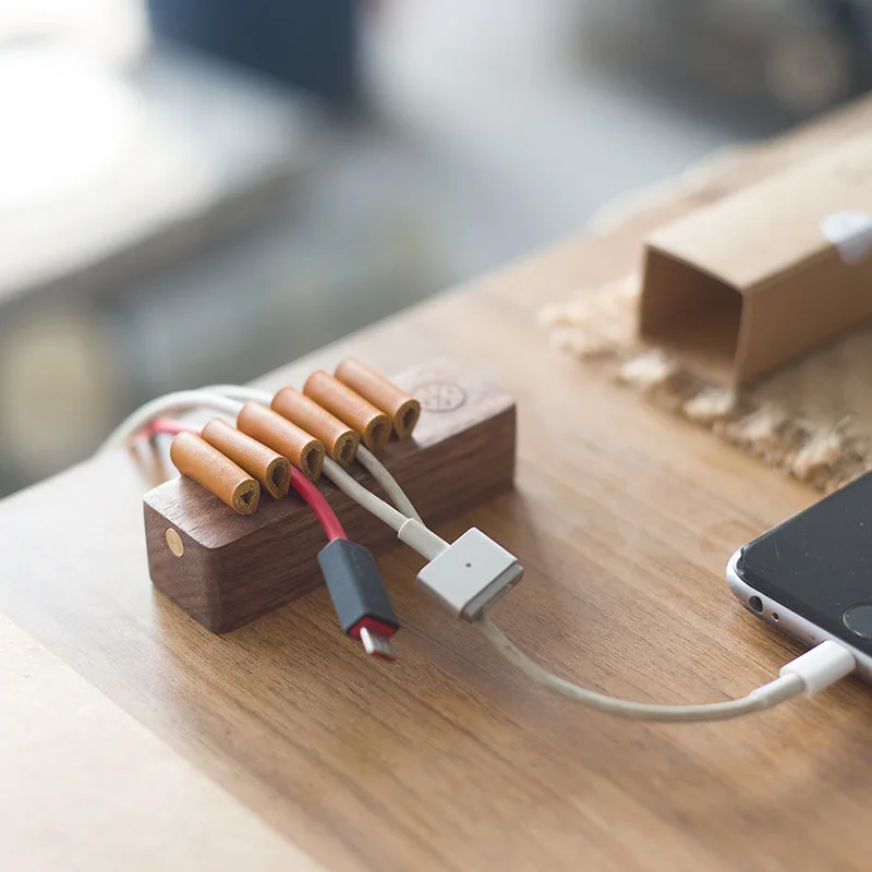 

Wood USB Cable Clip Data Line Storage Holder Cable Winder Wire Retainer Desktop Wire Sorting Tools Home Office Car Organizer