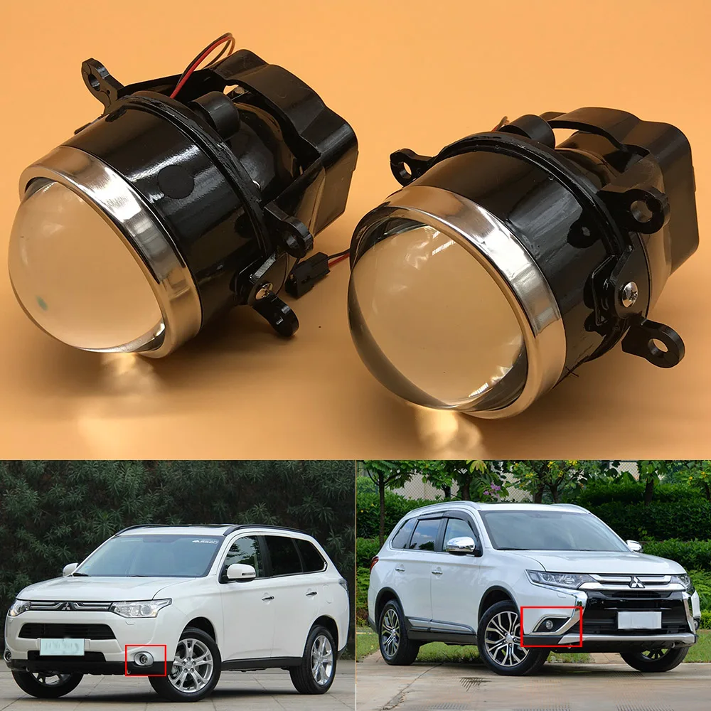 

2PCS Lens Fog Lights Front Fog Lights H11 Car Styling Round Bumper LED fog lamps 12V For Mitsubishi Outlancer 2012-2018 35Ｗ 55W
