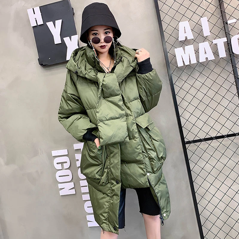 2019 Новое модное длинное пальто женские зимние куртки с капюшоном парки Mujer