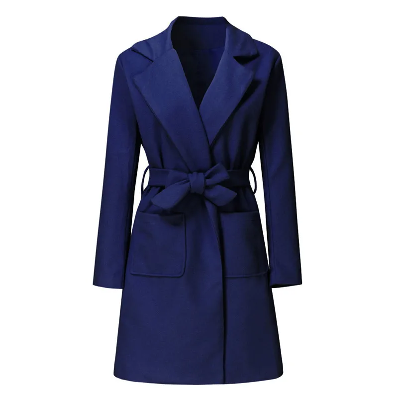 JAYCOSIN женское осенне-зимнее шерстяное пальто Верхняя одежда с длинными рукавами куртки однотонные повседневные свободные пальто с поясом casaco feminino a7 - Цвет: DB