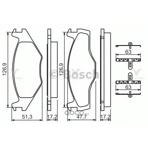 0986494057 BOSCH ДИСКОВЫЕ КОЛОДКИ ЗАДНИЕ
