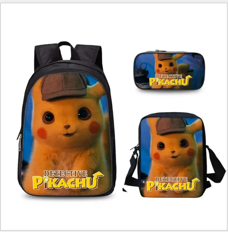 as pictures 3 шт./компл. Pokemon Detective сумки с Пикачу с рисунком аниме школьные ранцы для мальчиков и девочек Подарки два Слои рюкзак для детей Mochilas - Цвет: as pictures