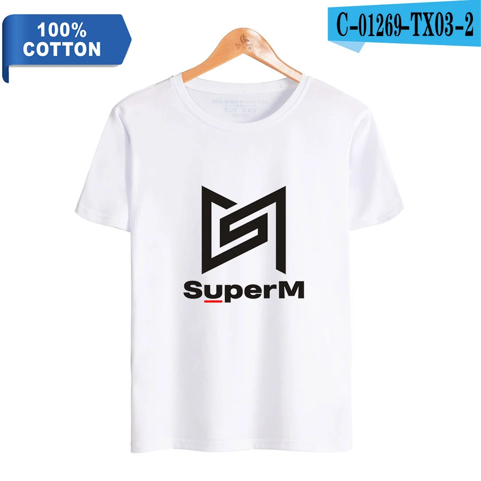 Kpop новая команда супер м альбом суперм песня прыжки печати хлопок футболка женская/мужская одежда футболка с коротким рукавом - Цвет: picture color