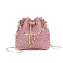 

PU Leather Mini Women Designer Handbags 2021 New Girls Shopper Fashion Casual Solid Color Tassel Woven Bucket Bag Crossbody Bags