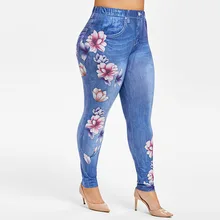 ROSEGAL размера плюс цветочный 3D принт обтягивающие Джеггинсы эластичная высокая талия цветочный принт облегающие Женские леггинсы тонкость длинные штаны