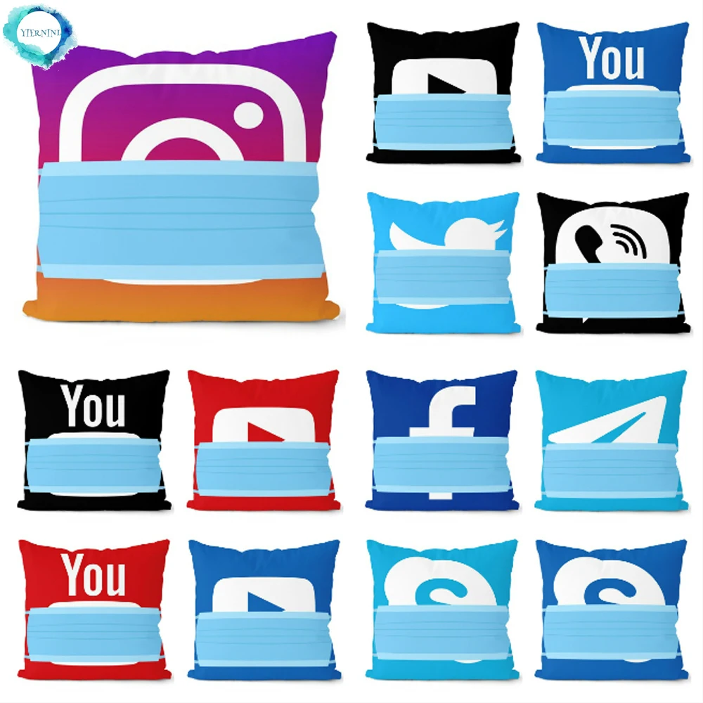 Facebook Youtube Social App с маской наволочка домашний декор Snapchat Instagram полиэстер бросок